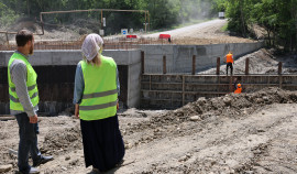 Общественники проверили ход ремонта моста в Веденском районе